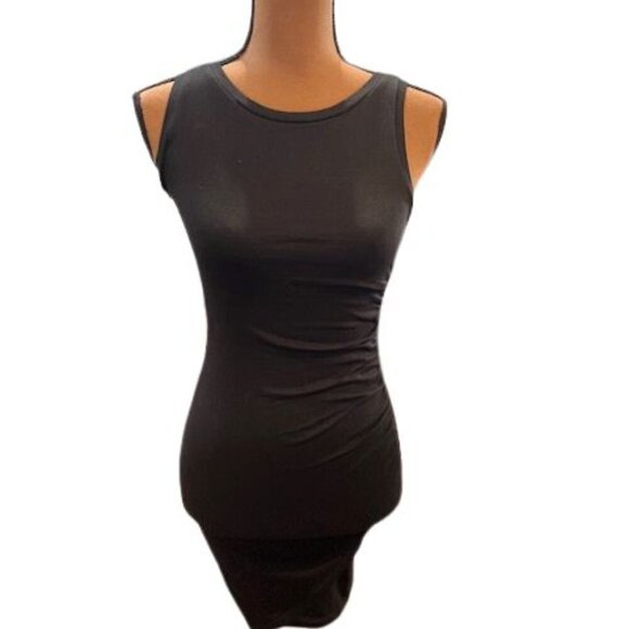 Treasure & Bond Dresses & Skirts - Treasure & Bond Black Mini Tank Dress with Tulip Hem and Ruched Side NWOT XXS